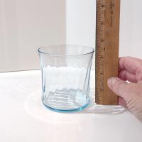 Vintage Light Aqua Blue Swirl Optic Lowball Rocks Glasses, Set of Three, MCM Whiskey Glasses