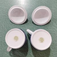 Vintage Williams Sonoma Flow Blue Floral Mugs with Lids, Set of Two