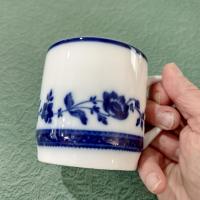 Vintage Williams Sonoma Flow Blue Floral Mugs with Lids, Set of Two