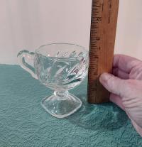 Set of Four Vintage Indiana Glass Willow Clear Footed Punch Cups, Pressed Glass Espresso Cups