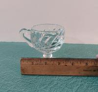 Set of Four Vintage Indiana Glass Willow Clear Footed Punch Cups, Pressed Glass Espresso Cups