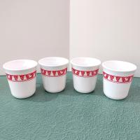 Vintage Corelle Red Winter Festival Coffee Tea Mugs, Set of 4, Corning Christmas Drinkware, Holiday Cups with Handles