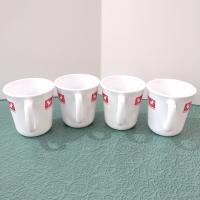 Vintage Corelle Red Winter Festival Coffee Tea Mugs, Set of 4, Corning Christmas Drinkware, Holiday Cups with Handles