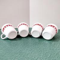 Vintage Corelle Red Winter Festival Coffee Tea Mugs, Set of 4, Corning Christmas Drinkware, Holiday Cups with Handles
