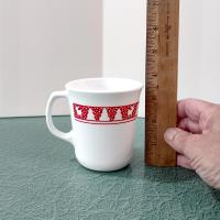Vintage Corelle Red Winter Festival Coffee Tea Mugs, Set of 4, Corning Christmas Drinkware, Holiday Cups with Handles