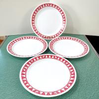 Vintage Corelle Red Winter Festival Dinner Plates, Set of 4, Corning Christmas Servingware, Holiday Dinnerware