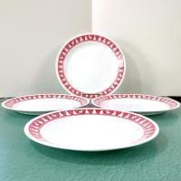 Vintage Corelle Red Winter Festival Dinner Plates, Set of 4, Corning Christmas Servingware, Holiday Dinnerware