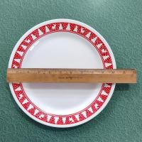 Vintage Corelle Red Winter Festival Dinner Plates, Set of 4, Corning Christmas Servingware, Holiday Dinnerware