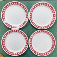 Vintage Corelle Red Winter Festival Dinner Plates, Set of 4, Corning Christmas Servingware, Holiday Dinnerware