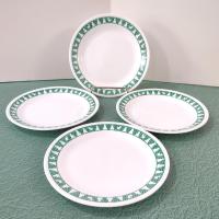Vintage Corelle Green Winter Festival Salad Dessert Appetizer Plates, Set of 4, Corning Christmas Servingware, Holiday Dinnerware