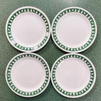 Vintage Corelle Green Winter Festival Salad Dessert Appetizer Plates, Set of 4, Corning Christmas Servingware, Holiday Dinnerware