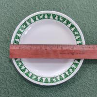 Vintage Corelle Green Winter Festival Salad Dessert Appetizer Plates, Set of 4, Corning Christmas Servingware, Holiday Dinnerware
