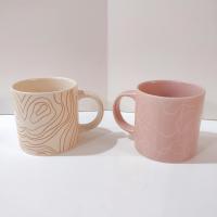 Whitney Kerney Ceramic Mugs, Set of Two, Causebox Beige and Pink Abstract Design Mug Set