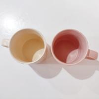 Whitney Kerney Ceramic Mugs, Set of Two, Causebox Beige and Pink Abstract Design Mug Set