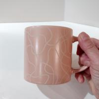 Whitney Kerney Ceramic Mugs, Set of Two, Causebox Beige and Pink Abstract Design Mug Set