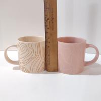 Whitney Kerney Ceramic Mugs, Set of Two, Causebox Beige and Pink Abstract Design Mug Set
