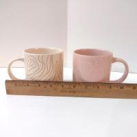 Whitney Kerney Ceramic Mugs, Set of Two, Causebox Beige and Pink Abstract Design Mug Set