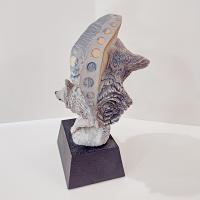 Vintage Rick Cain Moon Walk Two Sided Wolf Sculpture, 1993 Limited Edition Animal Figurine 1475/2000