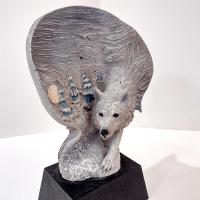 Vintage Rick Cain Moon Walk Two Sided Wolf Sculpture, 1993 Limited Edition Animal Figurine 1475/2000