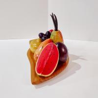 Vintage Hand Carved Wooden Fruit Platter Centerpiece
