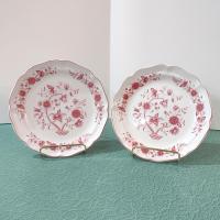 Vintage Woolworths WOW2 Pink Floral Scalloped Salad Dessert Plates, Set of Two