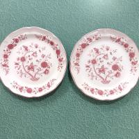 Vintage Woolworths WOW2 Pink Floral Scalloped Salad Dessert Plates, Set of Two