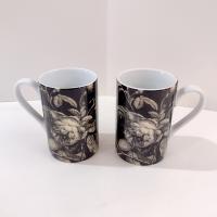Vintage Hallmark White Rose Coffee Tea Ceramic Mugs, Set of Two