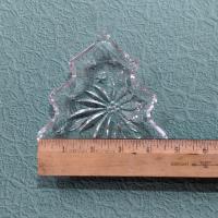 Vintage Clear Glass Christmas Tree Trinket Candy Sauce Dish, Poinsettia Leaf and Stars Christmas Tree Shaped Dish