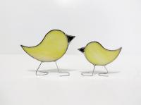 Momma and Baby Standing Stained Glass Bird Set, Custom Colors Available