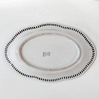 Antique Schumann Bavaria Germany Large Oval Porcelain Serving Bowl with Reticulated Lattice Edge, Yellow Rose Design Dish