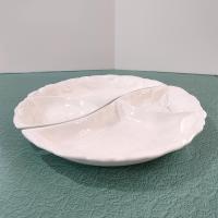 Vintage Yin Yang Divided White Ceramic Serving Trays, Belmar of California Pottery USA 406, Set of Two