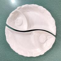 Vintage Yin Yang Divided White Ceramic Serving Trays, Belmar of California Pottery USA 406, Set of Two