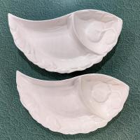 Vintage Yin Yang Divided White Ceramic Serving Trays, Belmar of California Pottery USA 406, Set of Two