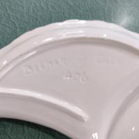 Vintage Yin Yang Divided White Ceramic Serving Trays, Belmar of California Pottery USA 406, Set of Two