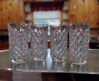 Vintage Fostoria York Highball Glasses, Set of 4, Diamond Optic Heavy Glass 12 Ounce Tumblers