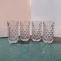 Vintage Fostoria York Highball Glasses, Set of 4, Diamond Optic Heavy Glass 12 Ounce Tumblers