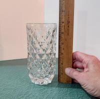 Vintage Fostoria York Highball Glasses, Set of 4, Diamond Optic Heavy Glass 12 Ounce Tumblers