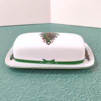 Vintage Yule Tide Ceramic Butter Dish, Georges Briard Holiday Christmas Dinnerware