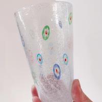 Vintage Hand Blown Millefiori Bubble Glass Highball Tumblers, Set of Four, Crate and Barrel Zazz Glasses