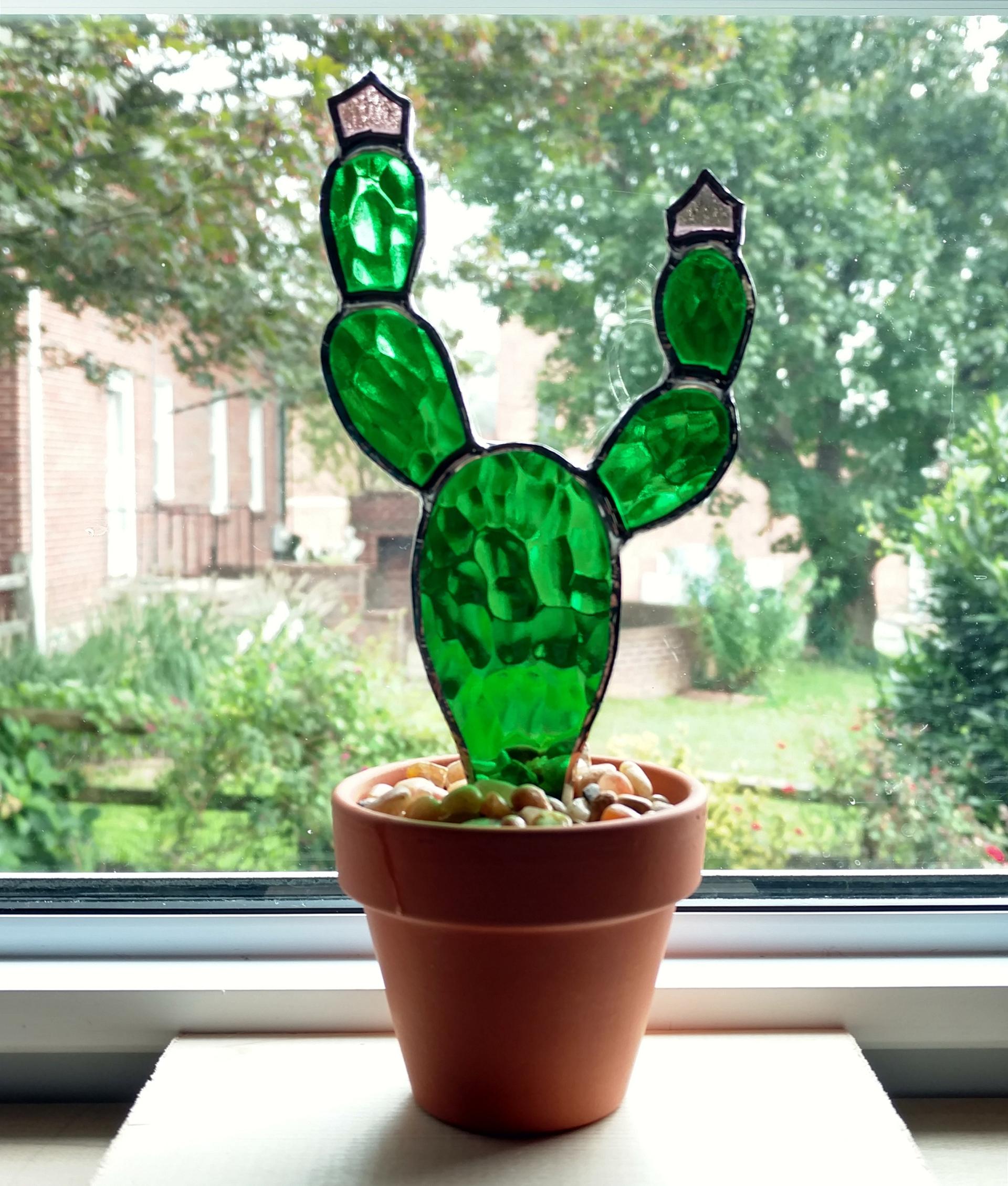 Stained Glass Potted Cactus