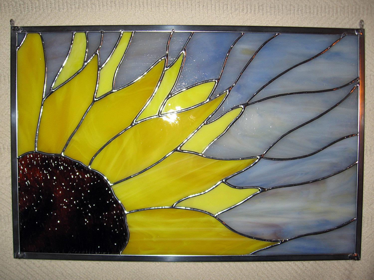 Sunflower Stained Glass Window Panel