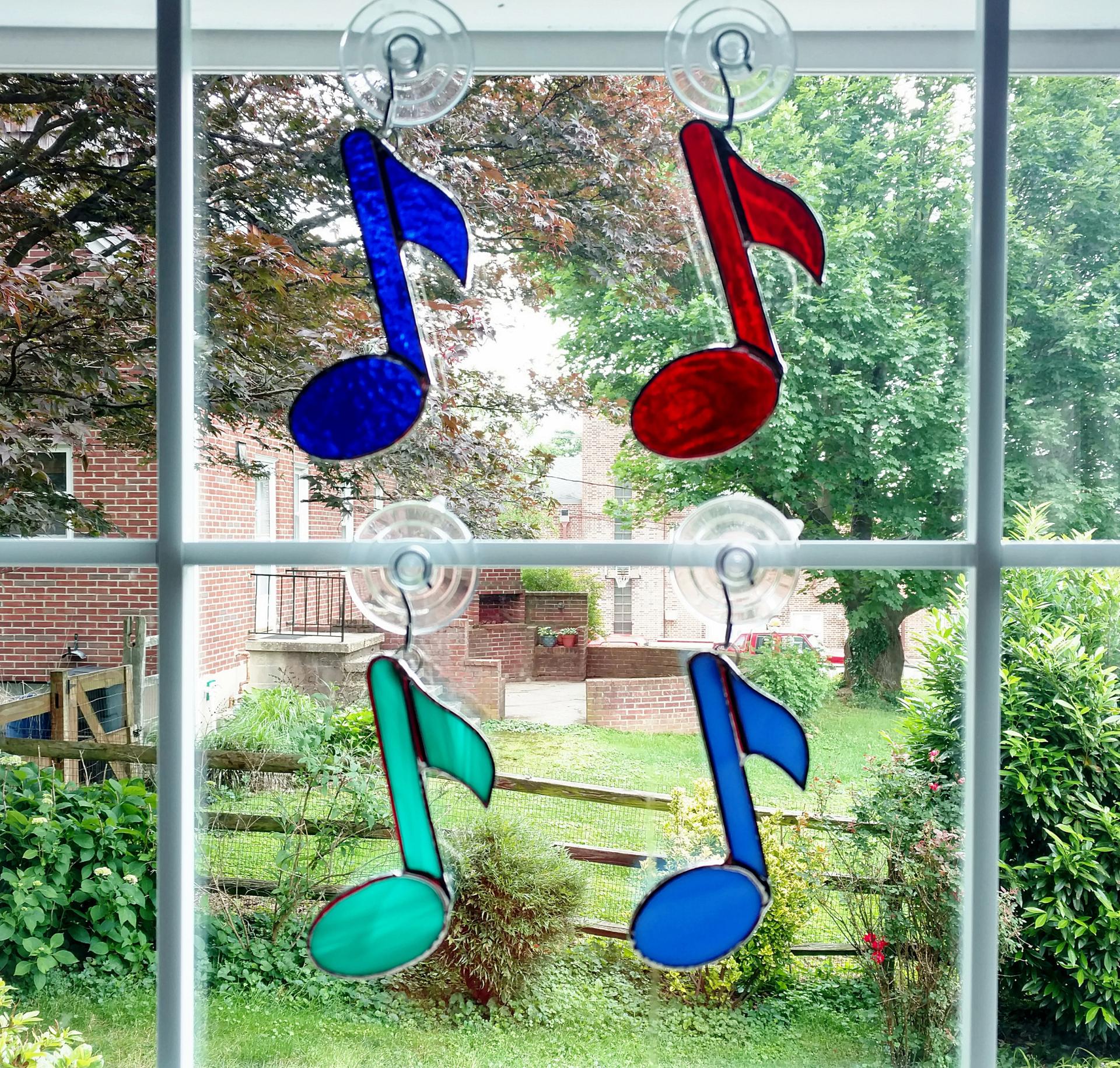 Stained Glass Music Note Suncatcher, Custom Colors Available