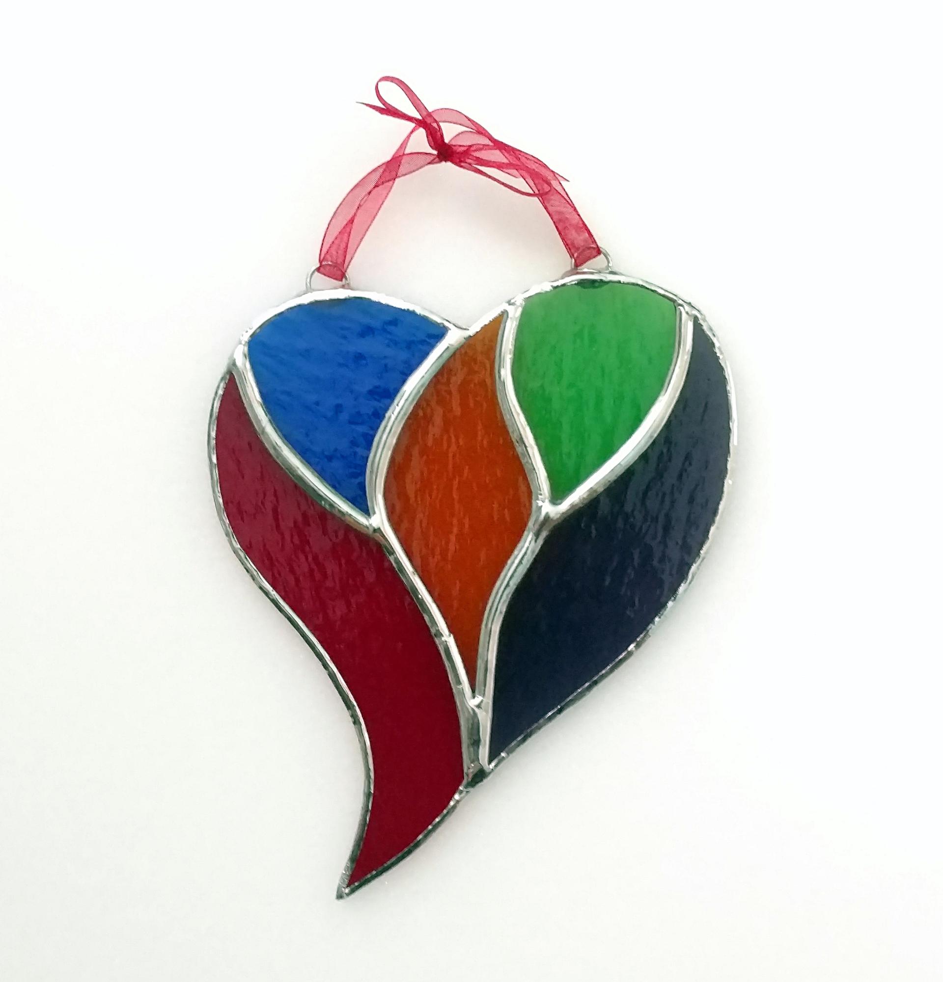  Multi-Sided Heart Suncatcher Colourful Stained Glass Suncatcher  Pendant Ornaments Rainbow Ornaments : Office Products