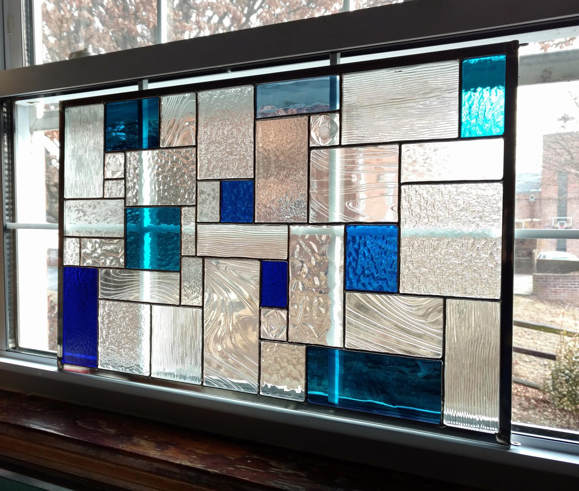 Custom Geometric Stained Glass Window Panel