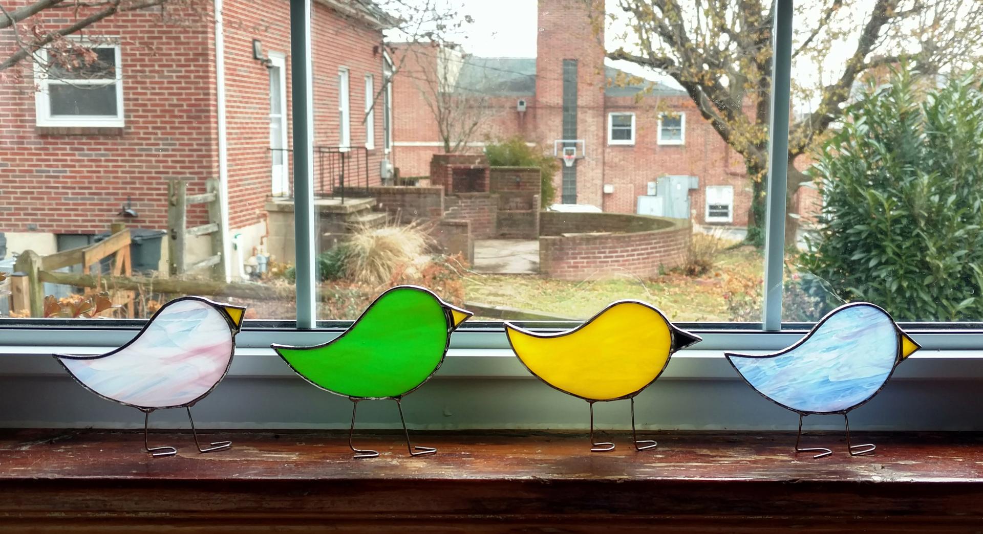 Stained Glass Standing Bird Suncatcher