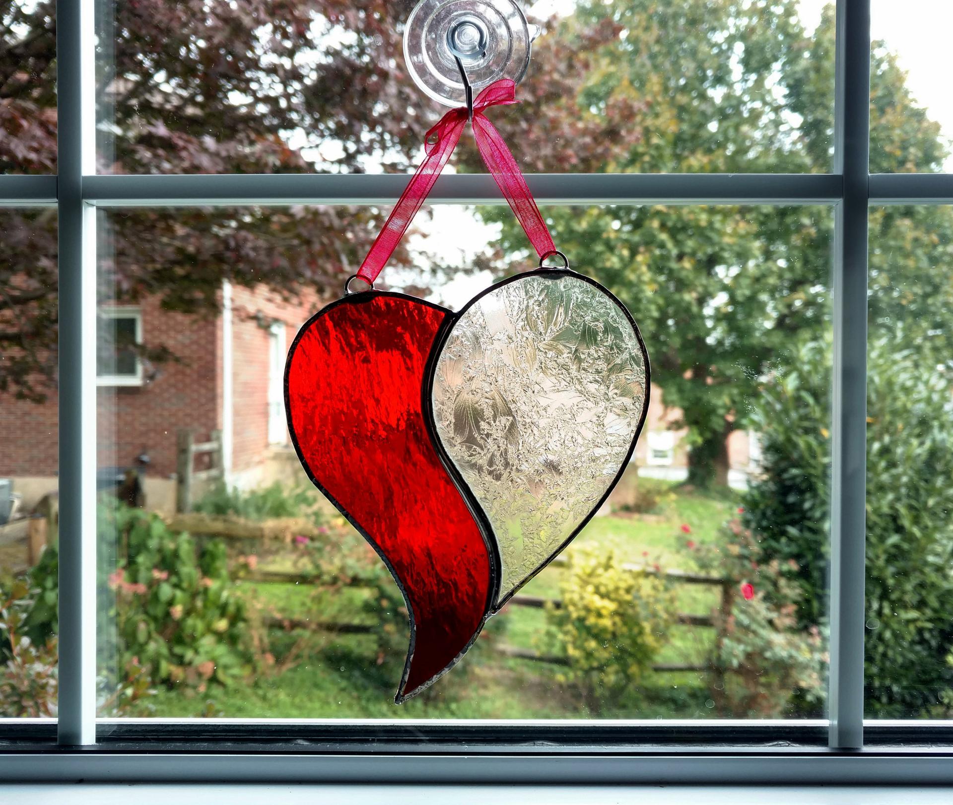 Stained Heart Shape Suncatcher Multifaceted Rainbow Love Pendant Home  Decoration