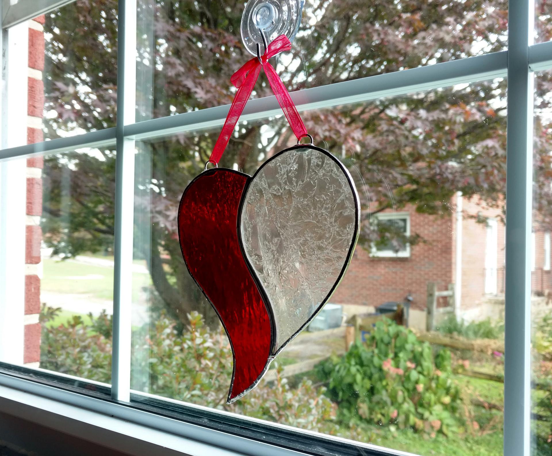 Stained Glass Unity Heart Suncatcher, Custom Colors Available