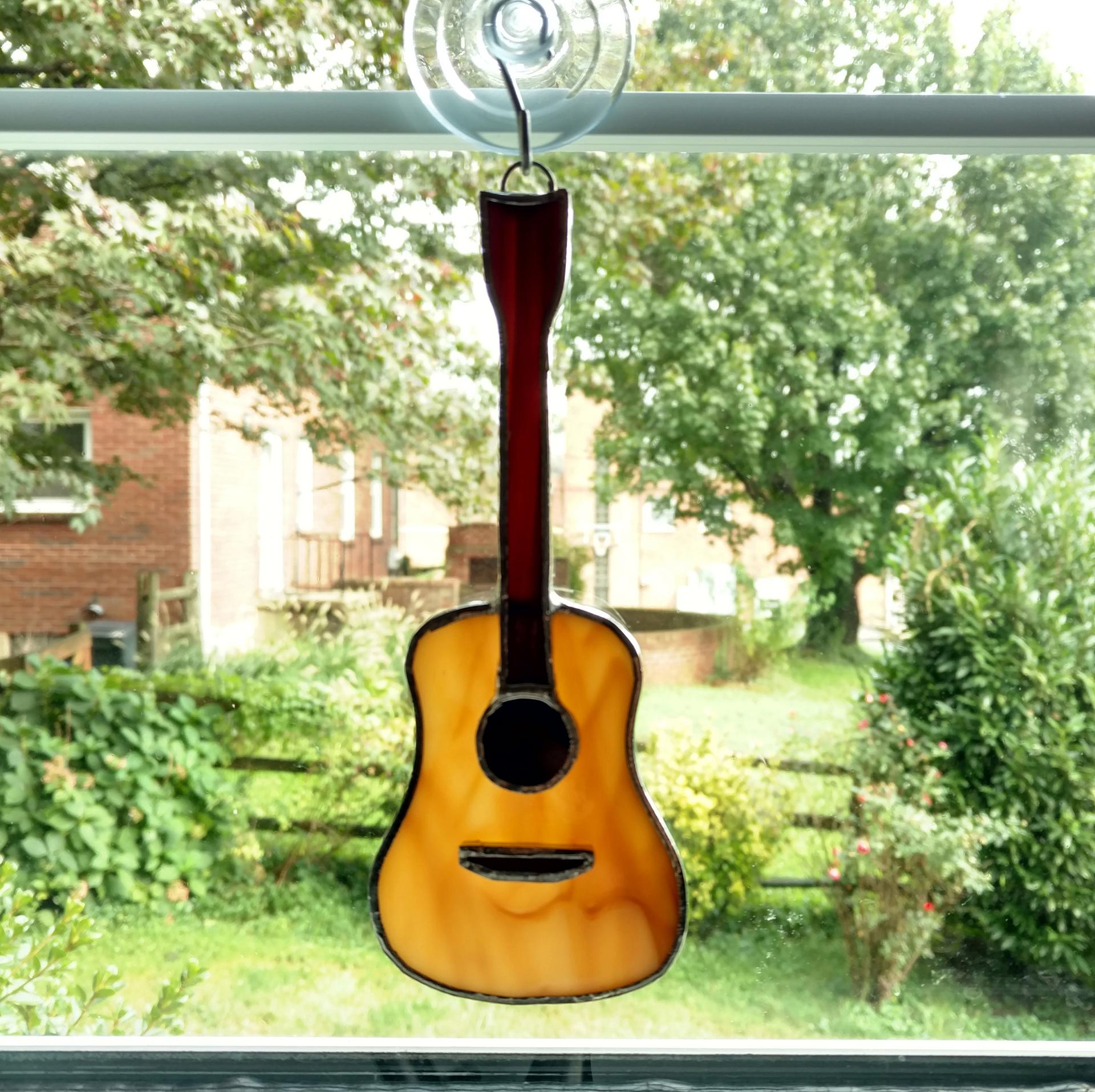 Stained Glass Guitar Suncatcher