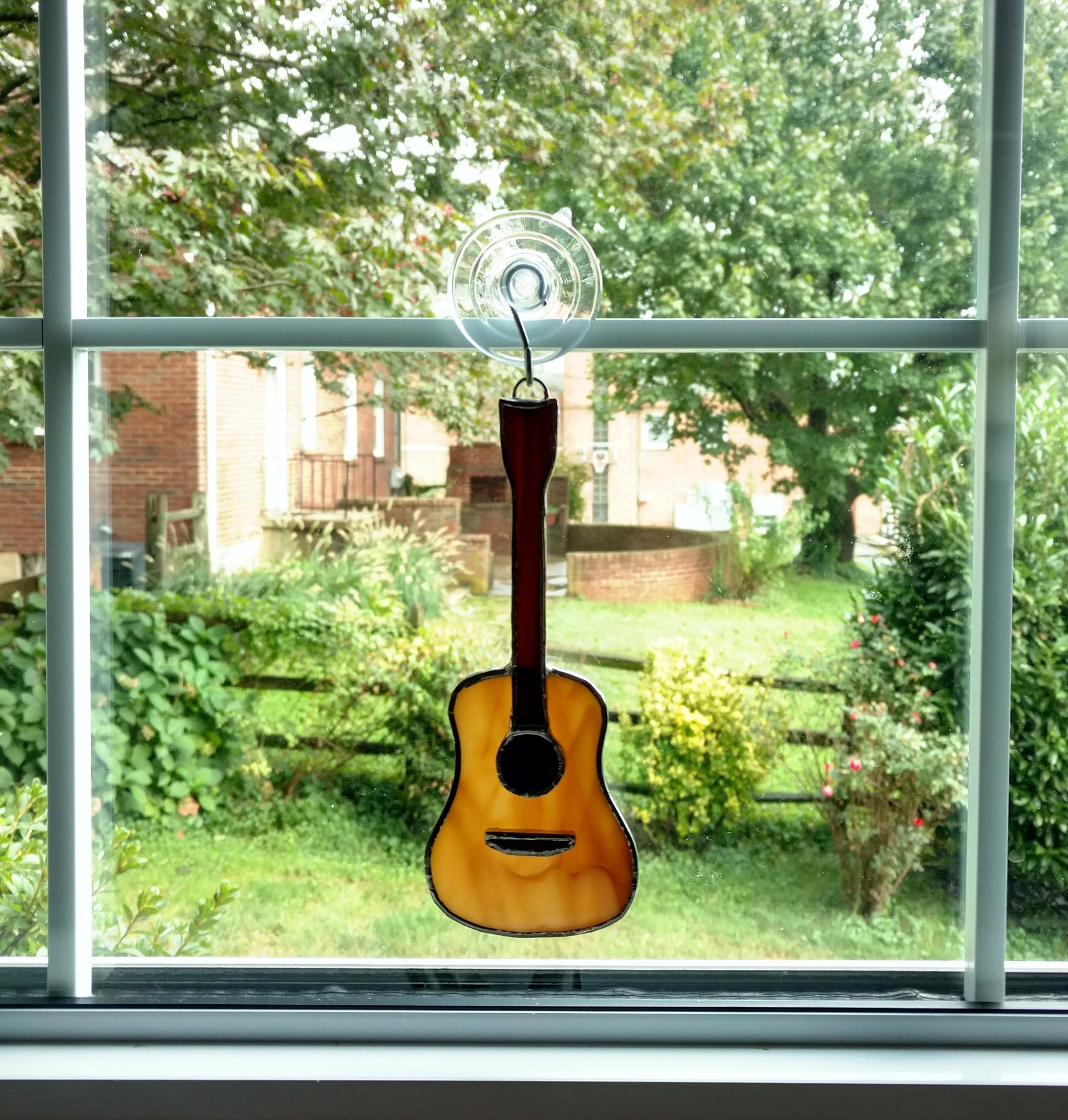 Stained Glass Guitar Suncatcher