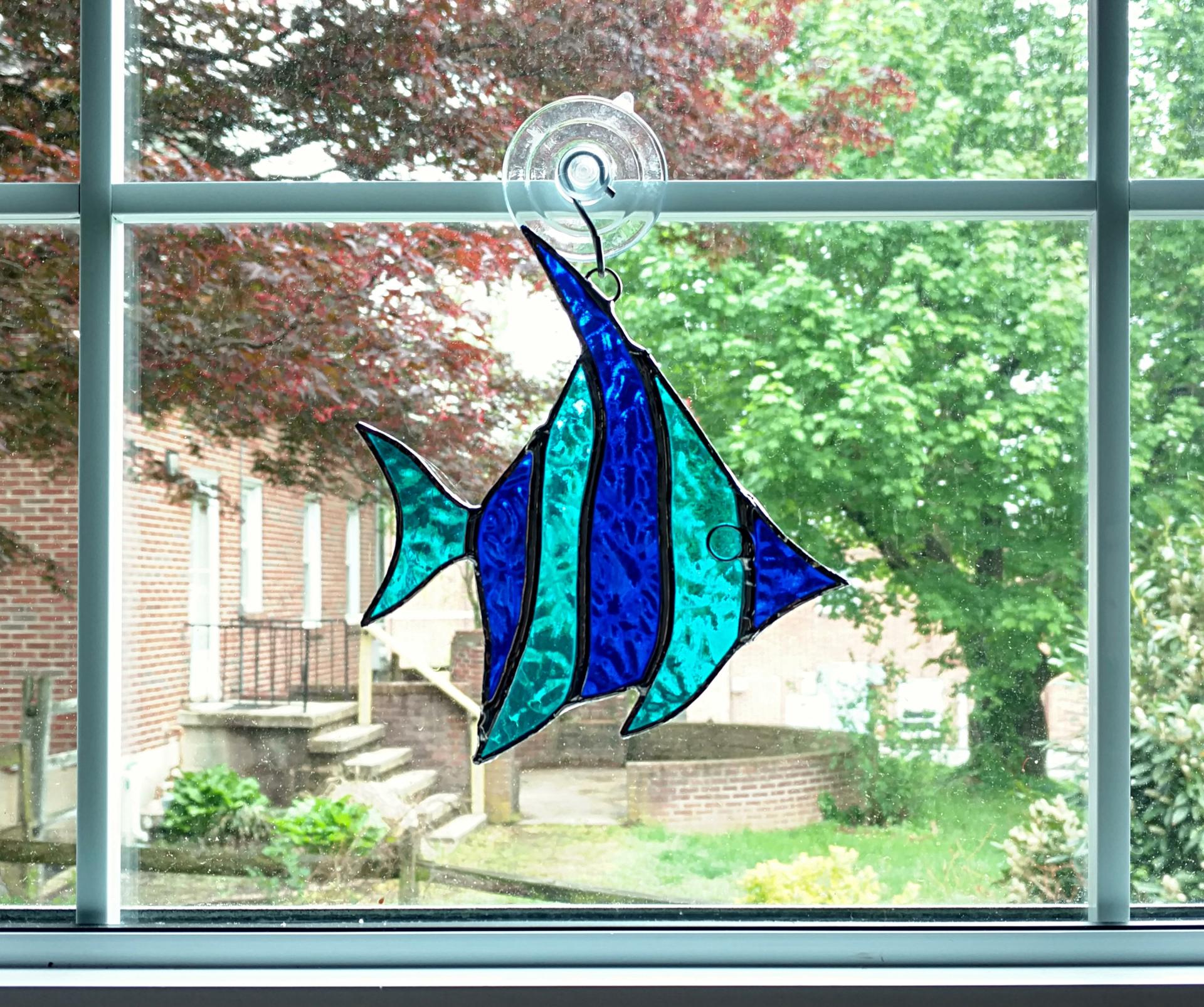 Angel Fish Stained Glass Suncatcher, Custom Colors Available